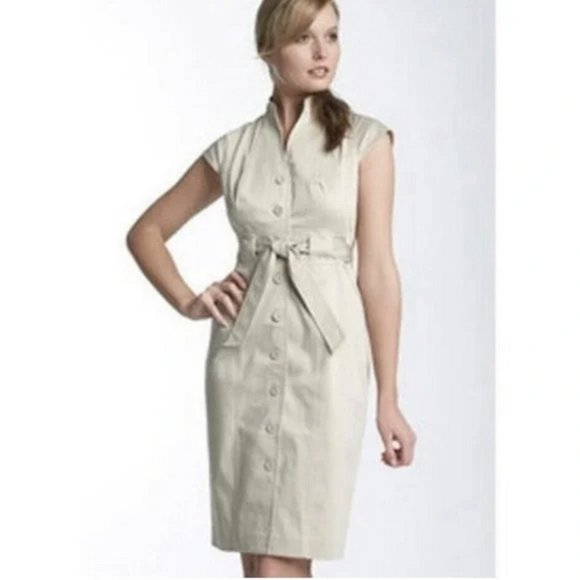 Calvin Klein Petite Belted Khaki Dress Size 12P - Picture 2 of 7
